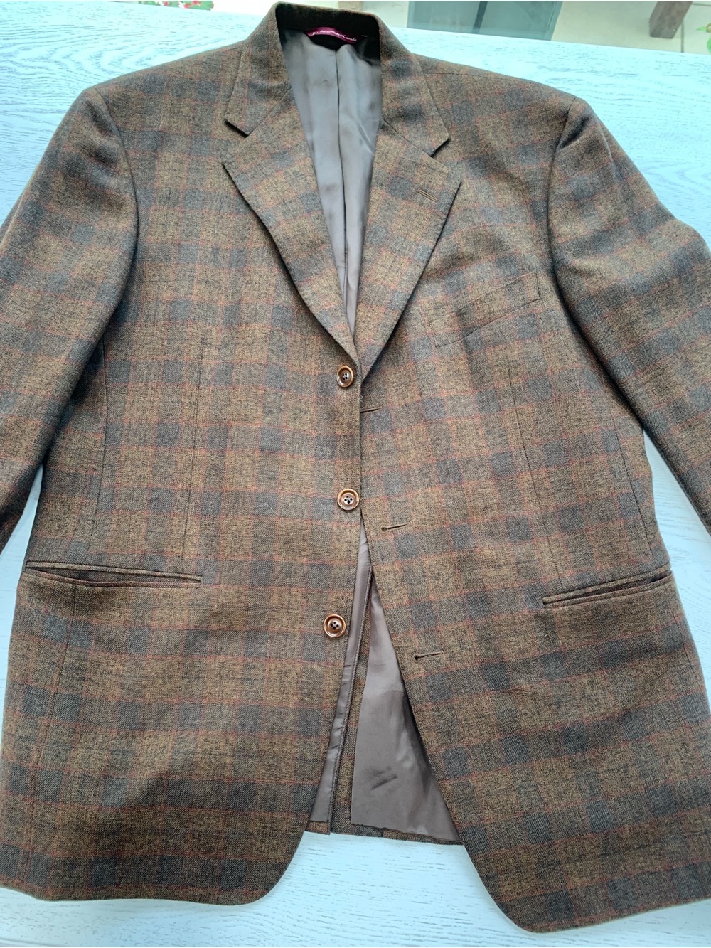Samuelsohn Brown Plaid Wool Sport Coat